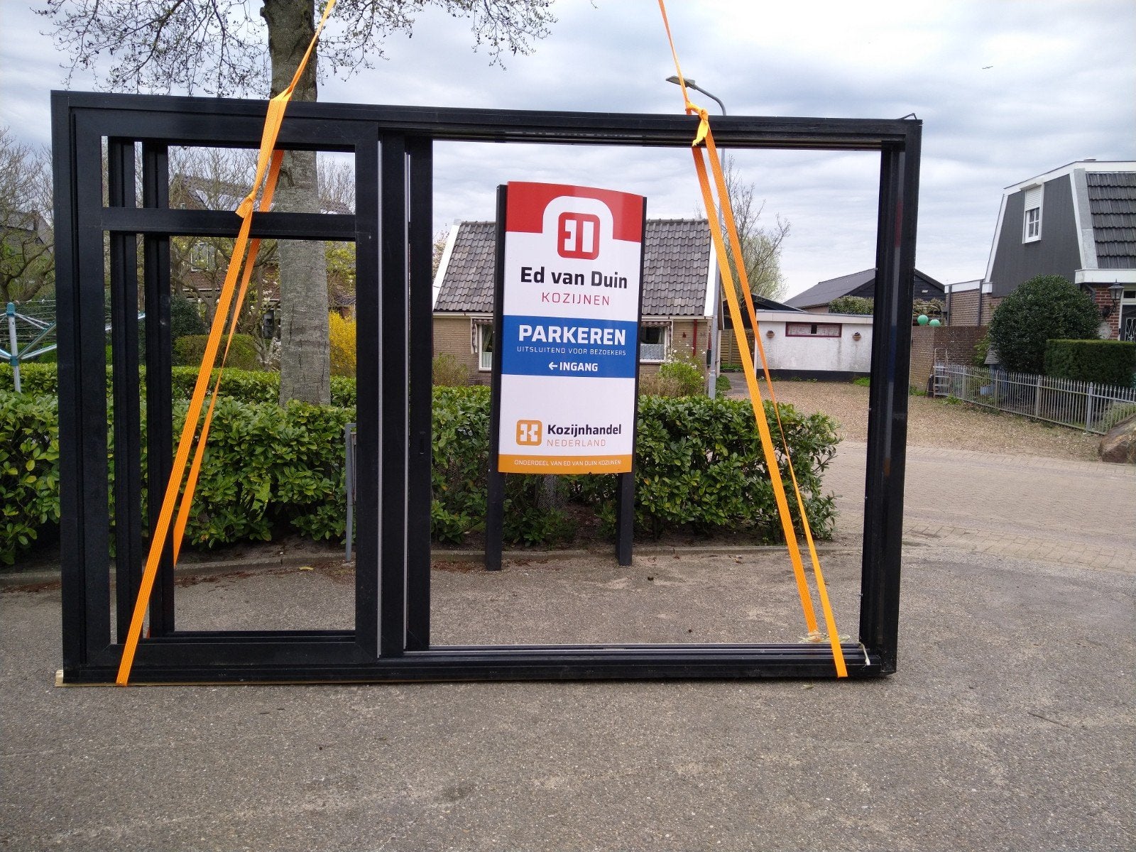 Kozijn met 2 schuifdeuren 3 vakken aluminium, 200 cm of meer, Aluminium, Ophalen of Verzenden, Zo goed als nieuw
