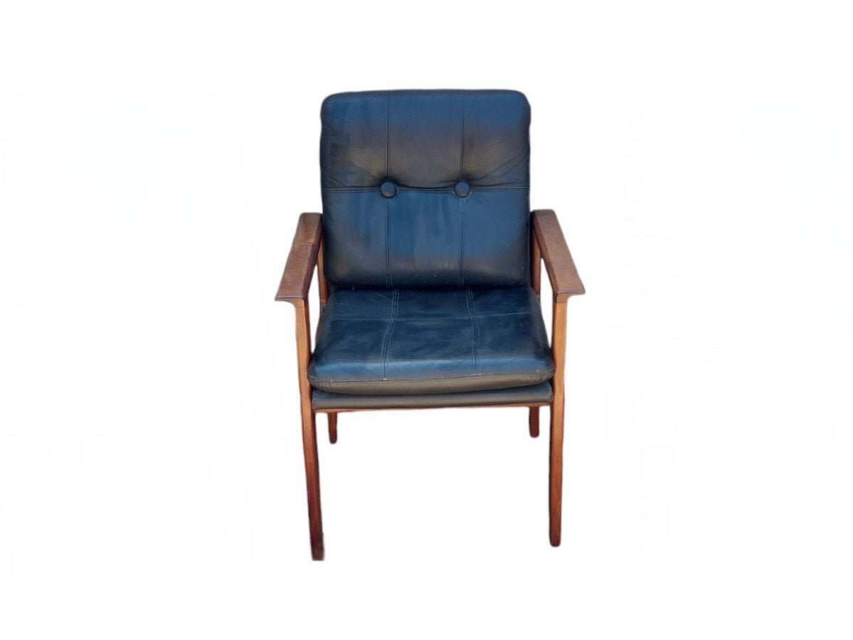 Vintage deense stoel, bureaustoel, Huis en Inrichting, Stoelen, Ophalen, Gebruikt, Zwart, Onbekend