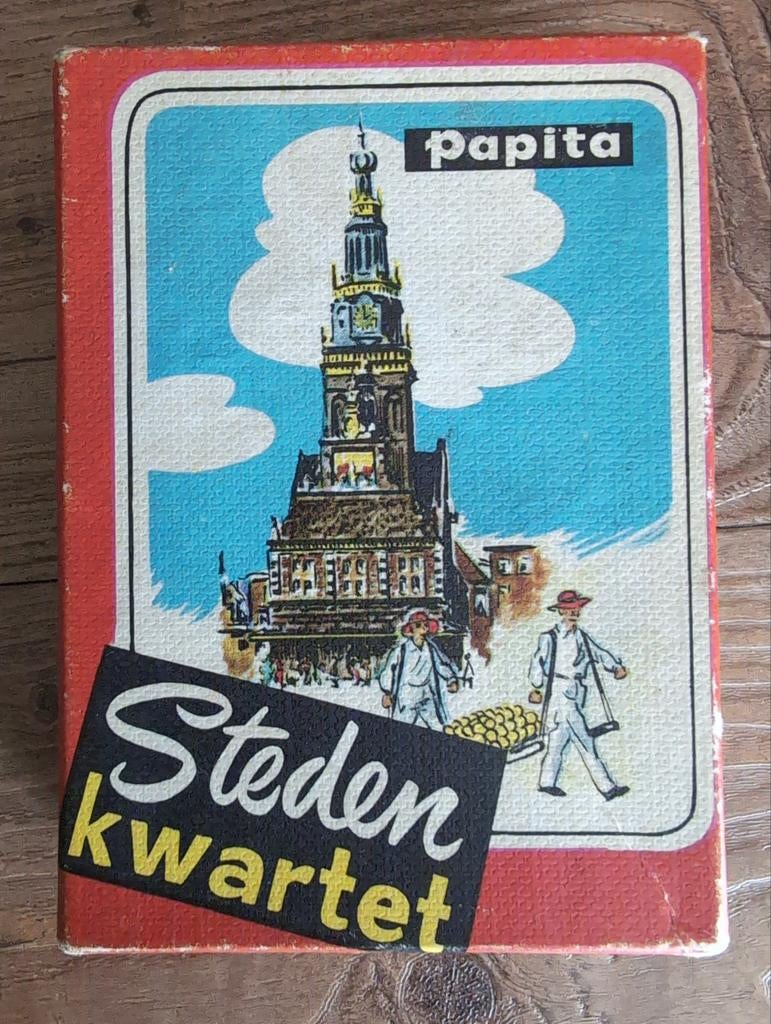 Stedenkwartet - Klassiek kaartspel met Nederlandse steden, Ophalen of Verzenden, Gebruikt, Papita