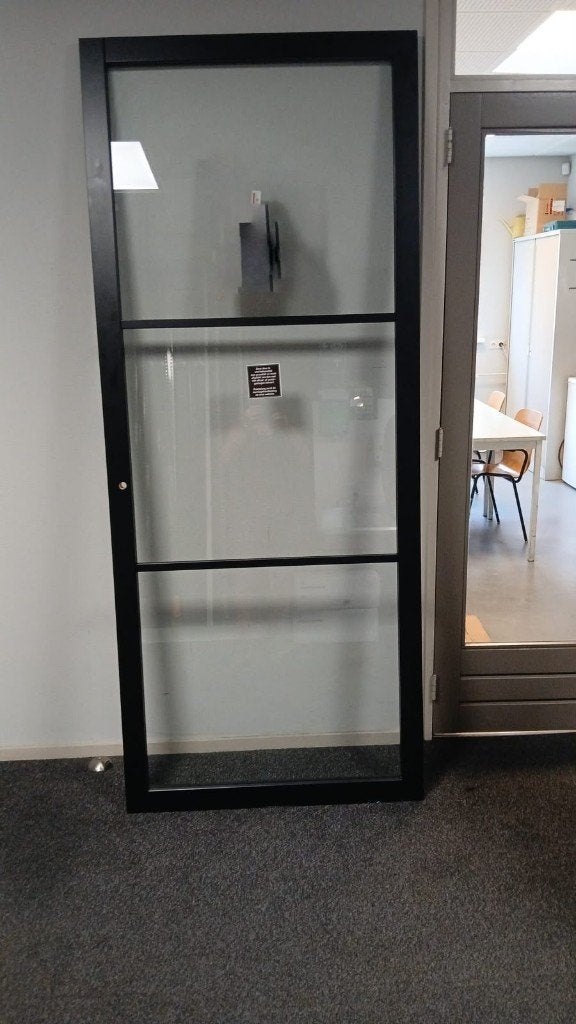 Binnendeur opdek rechts 231.5x93 zwart met blank glas, Ophalen, Glas, Binnendeur, 215 cm of meer