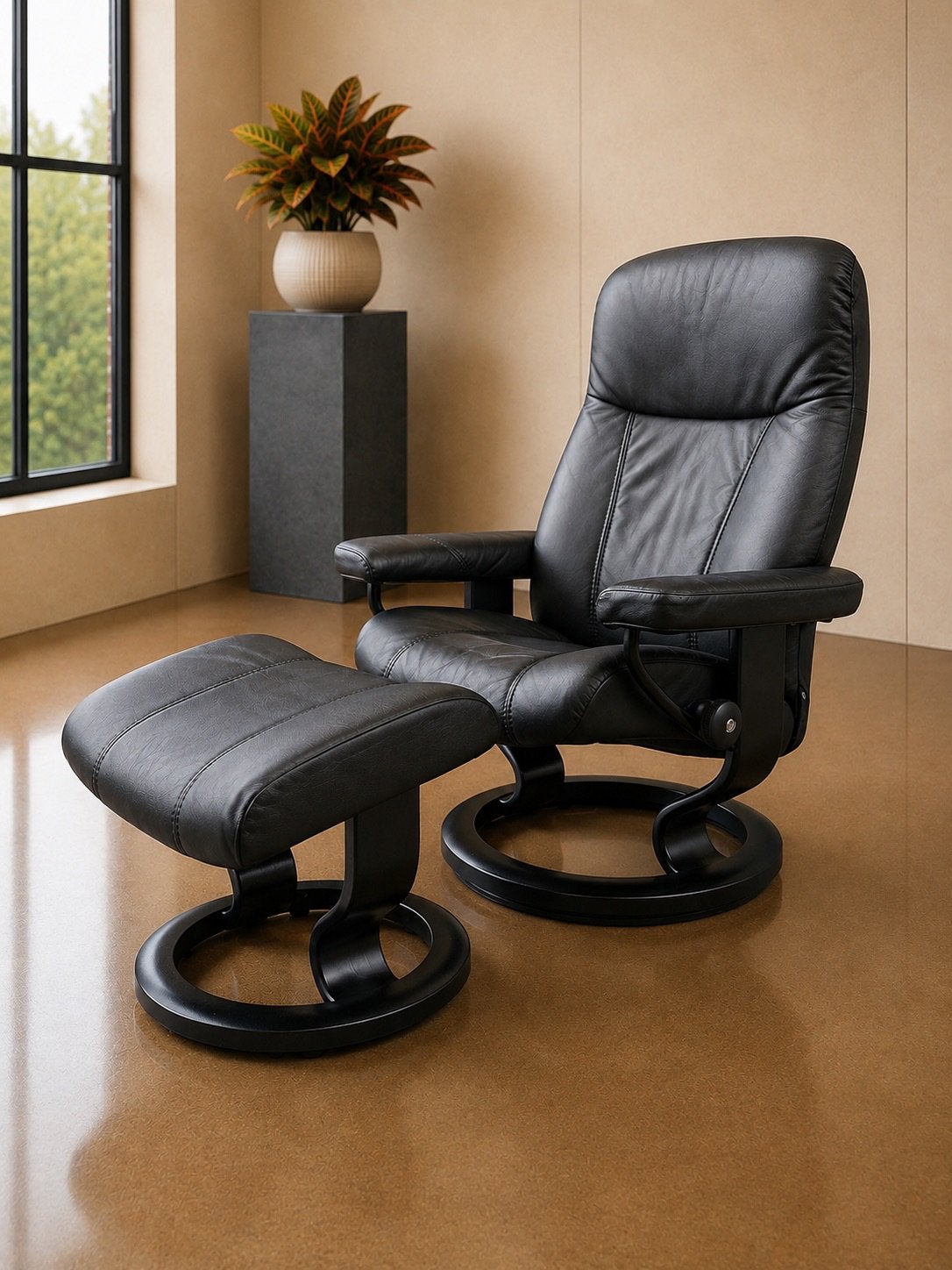 Schitterende Stressless relaxfauteuil & hocker, Ophalen of Verzenden, Zo goed als nieuw, 50 tot 75 cm, Leer
