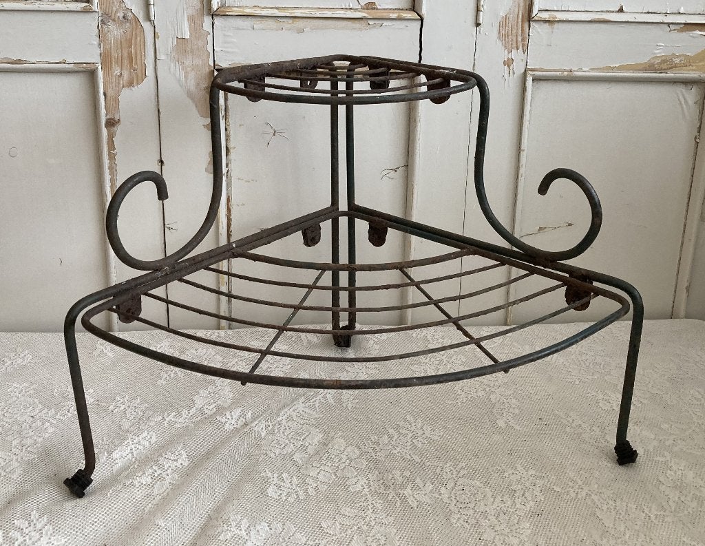 Brocante ijzeren rekje met 2 plateaus / keuken- plantenrekje, Ophalen of Verzenden