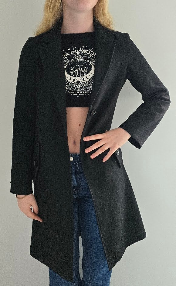 Zwarte lange blazer van de H&M = maat XS, H&M, Verzenden, Zwart, Nieuw