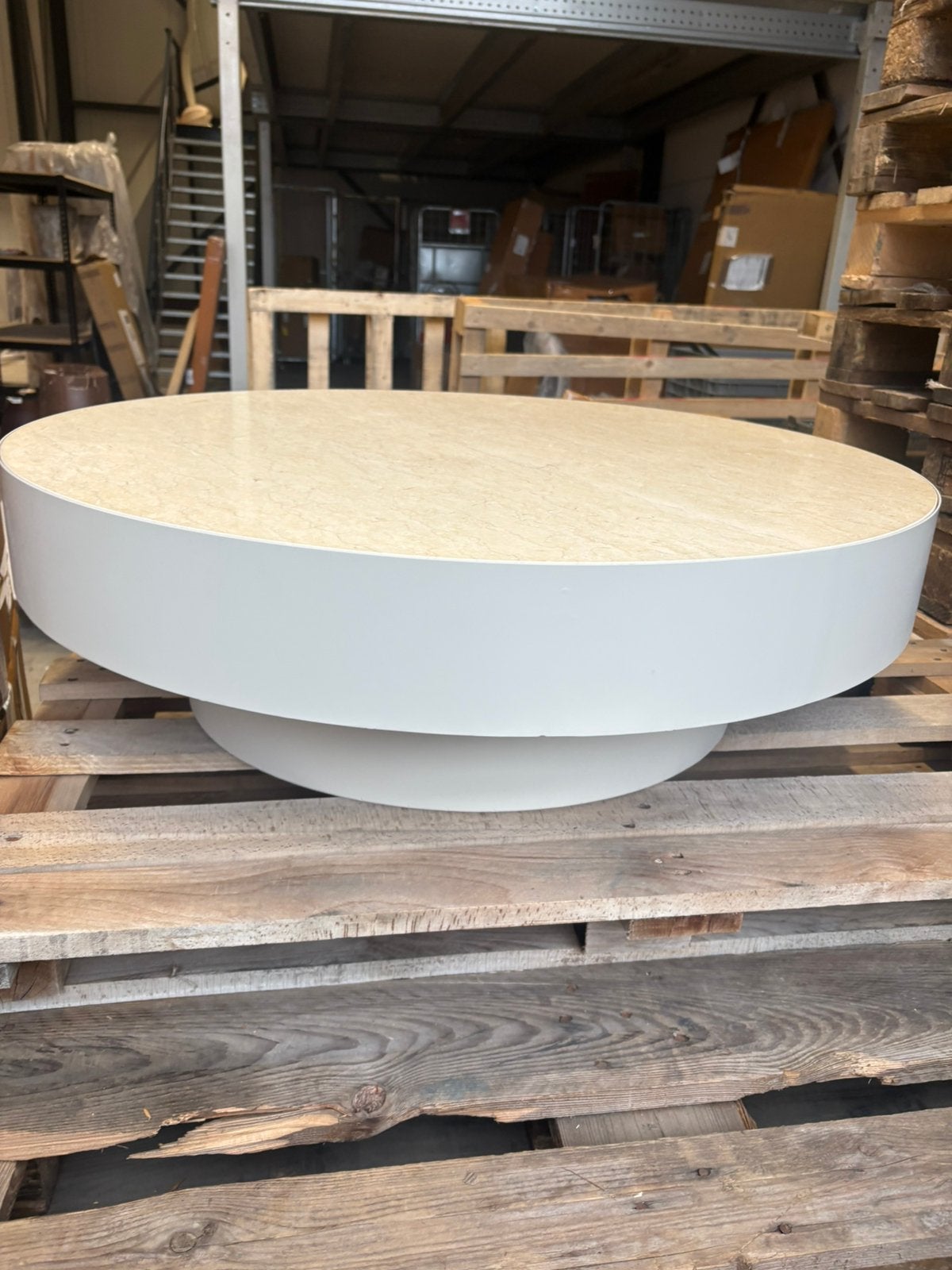 PTMD - Salontafel Corfu - Beige - 90x90x27cm, Zo goed als nieuw, Oostpolderweg 2, Hoyz, Ophalen
