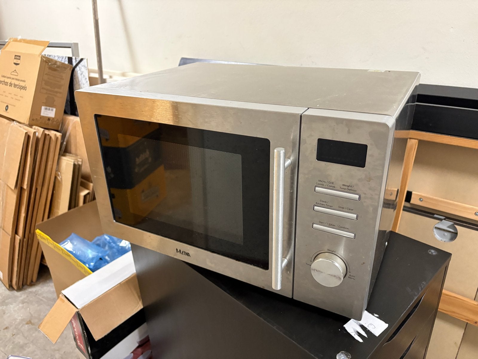 Etna Combi Oven Magnetron - Zilverkleurig, Witgoed en Apparatuur, Ophalen, Combimagnetron, Gebruikt, Grill
