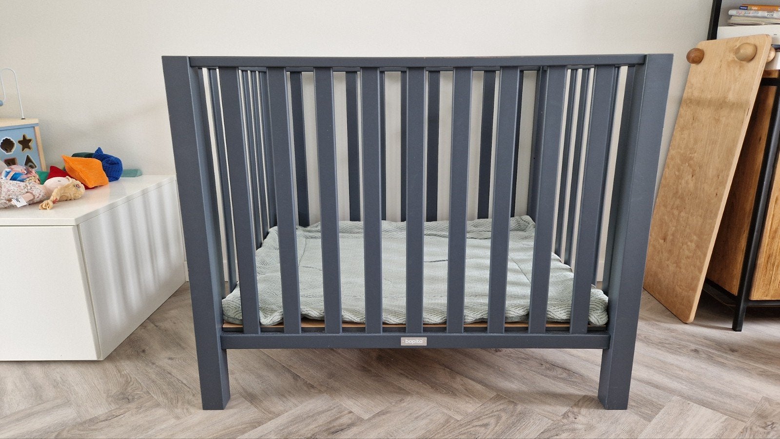 Bopita box, antraciet grijs, inclusief boxkleed, Kinderen en Baby's, Boxen, Ophalen, Gebruikt, Rechthoekig, Boxkleed
