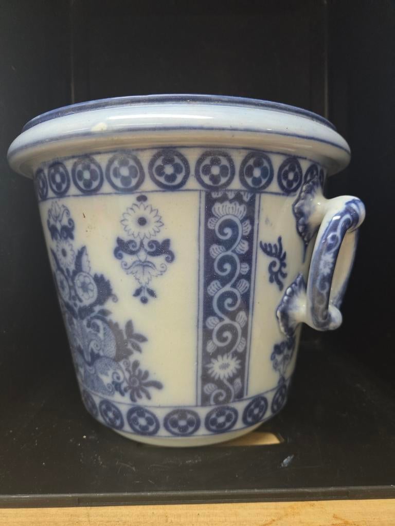 Delfts Blauw bloempot met handvatten, Ophalen of Verzenden