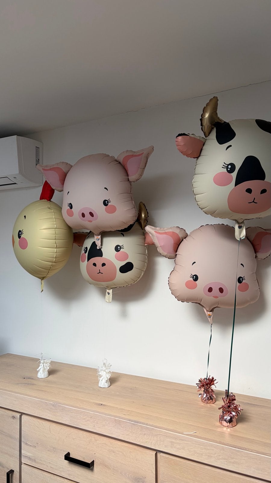 Leuke Helium Ballonnen: Kip, Varkens en Koeien, Ophalen, Zo goed als nieuw, Versiering, Verjaardag