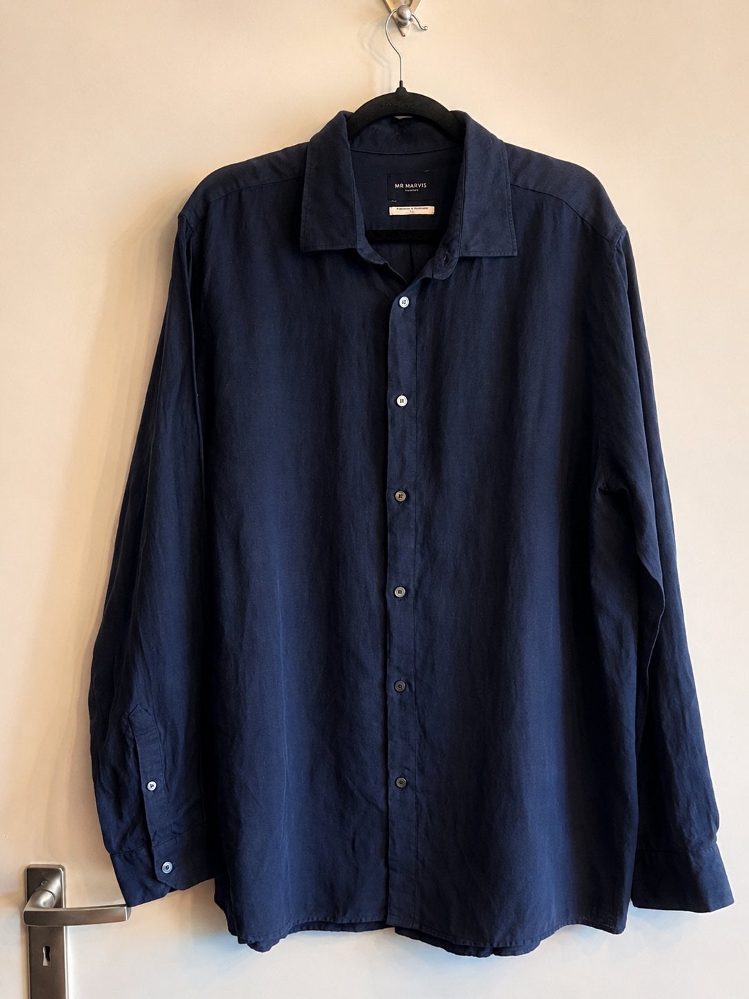 Mr Marvis overhemd donkerblauw XXL, Ophalen of Verzenden, Zo goed als nieuw, Blauw, Overige halswijdtes