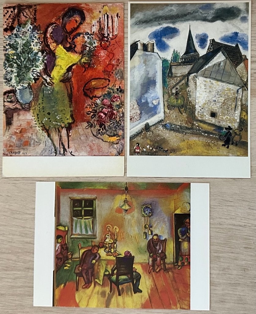 091 PARTIJTJE van 3 kaarten van MARC CHAGALL (1), Verzenden, 1980 tot heden, Ongelopen, Overige thema's