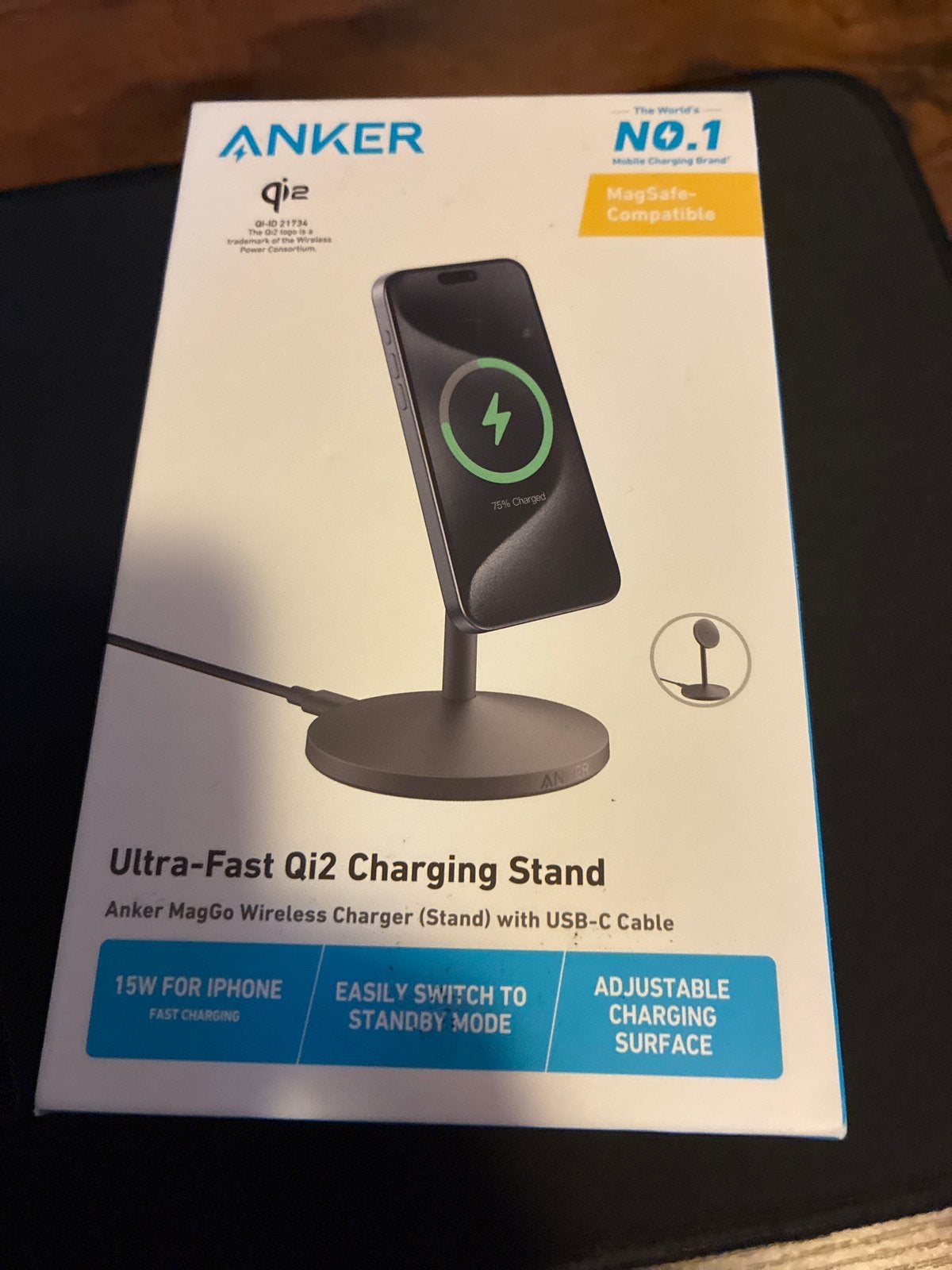 Anker Qi2 Oplaadstandaard - Draadloos & MagSafe-compatibel, Telecommunicatie, Anker, USB-C, Draadloze oplader, Nieuw