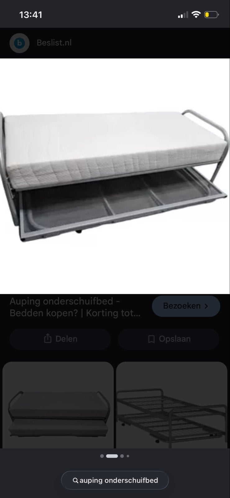 Auping onderschuifbed, Huis en Inrichting, Slaapkamer | Bedden, Ophalen, 90 cm, Eenpersoons, Bruin