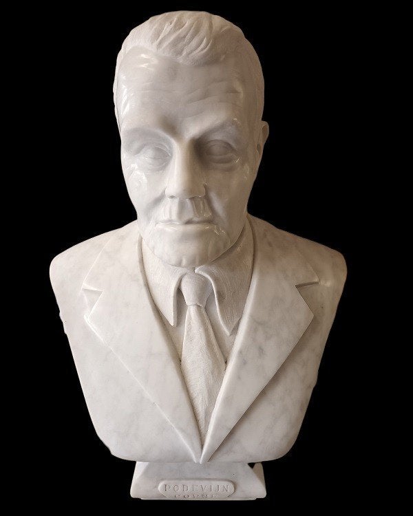 Carrara marmeren beeld van Armand Verlinden, Ophalen, Natuurlijk materiaal, Buste