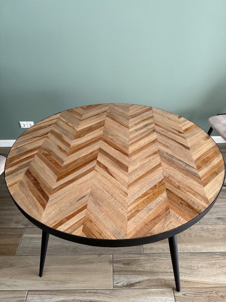 Tafel visgraat, Ophalen, Rond, Zo goed als nieuw, Vier personen