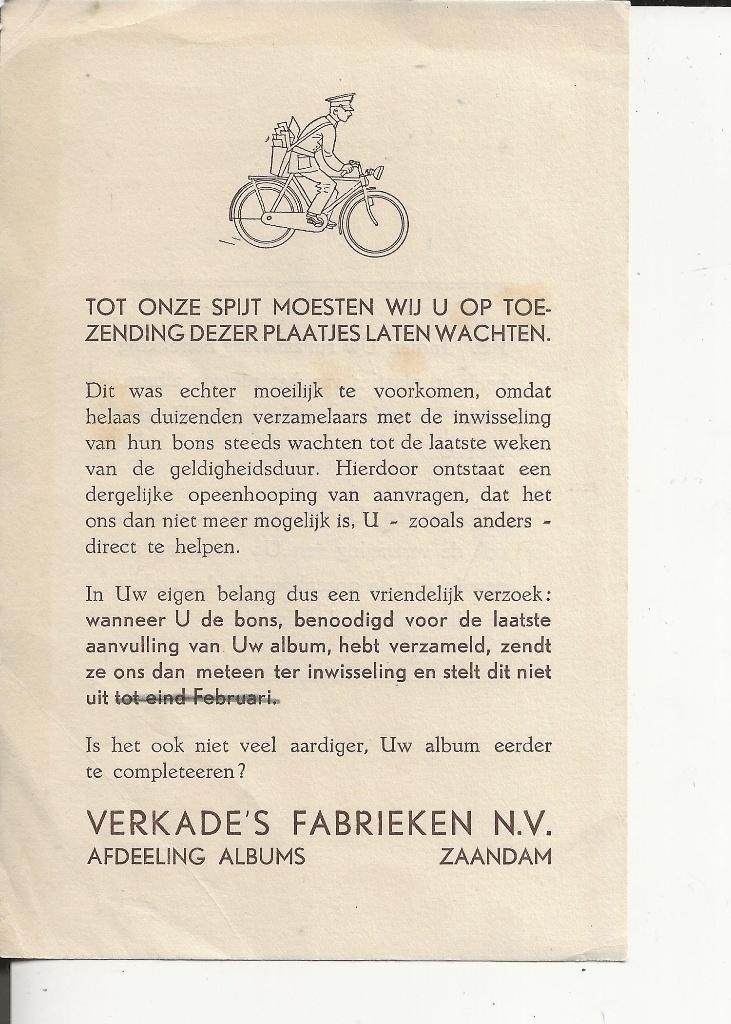 Verkade s Fabrieken Afdeeling Albums met Postbode, Ophalen of Verzenden, 1940 tot 1960, Ongelopen, Noord-Holland