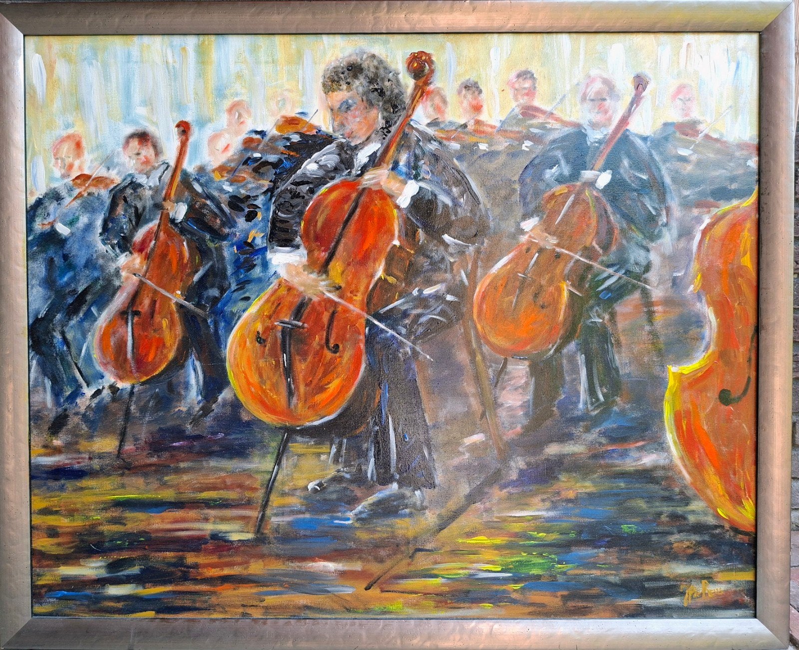 Olieverf schilderij Het Orkest, Ophalen, Handgeschilderd, Olieverf, Muziek