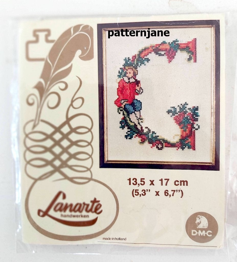 borduren: 3 borduurpatronen van LANARTE letters F G en J, Verzenden, Gebruikt, Handborduren, Patroon