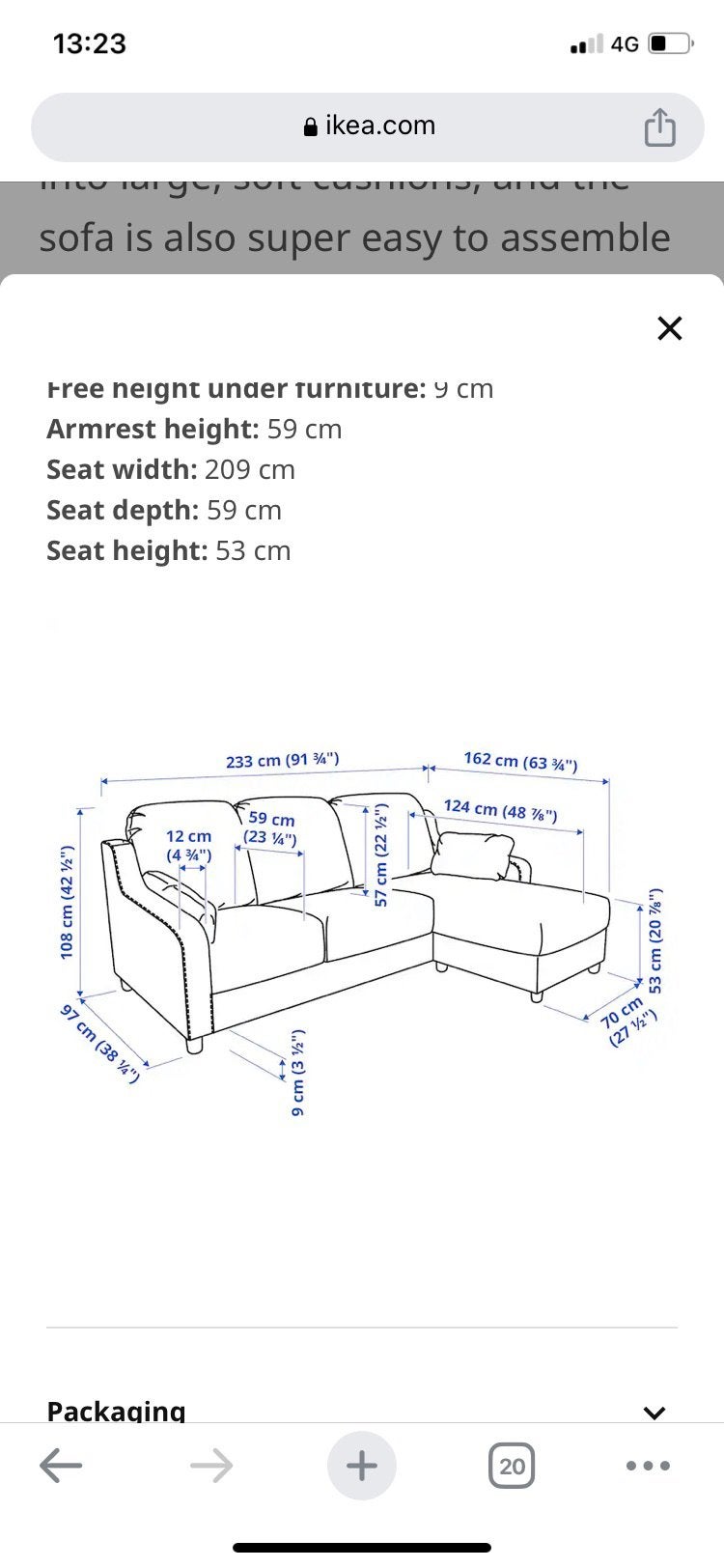 IKEA VIMLIDEN 3-Seater Sofa with Chaise Lounge, Anthracite, Ophalen, Gebruikt, Driepersoons, 150 cm of meer