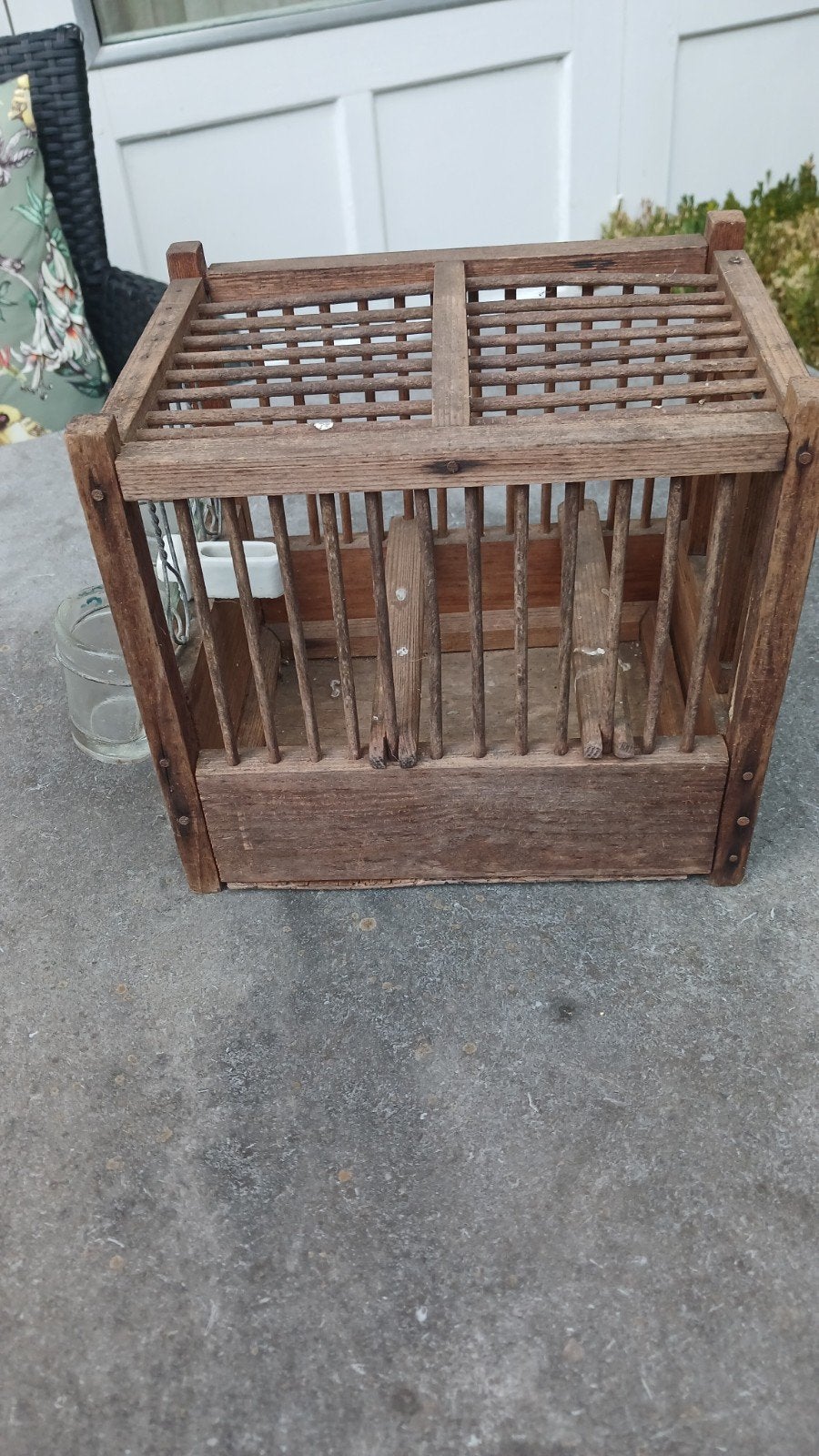 oud vogelkooitje, Ophalen of Verzenden, Gebruikt, Hout, Vogelkooi