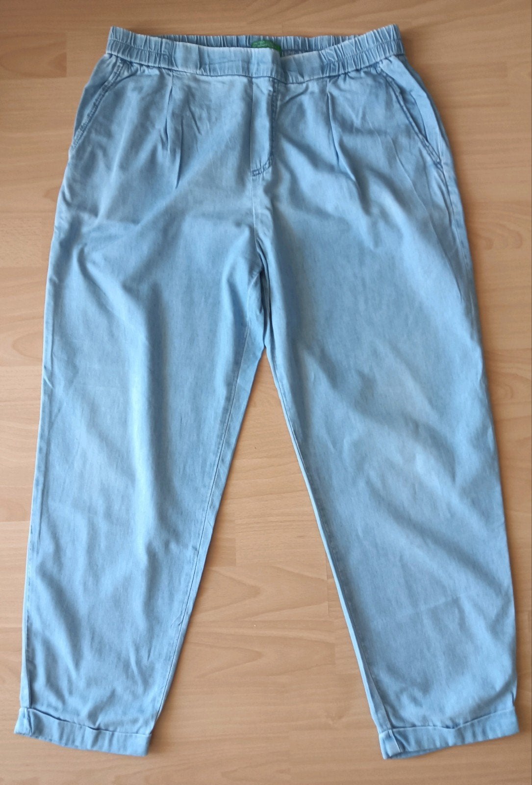Twee Benetton broeken in maat 42 jeans en linnen, Josephine & Co, Blauw, Maat 42/44 (L), Ophalen of Verzenden