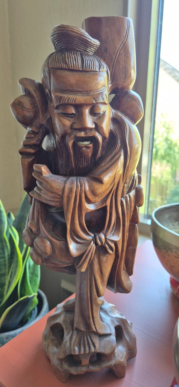 Beeld van Shou Lou, China, 20e eeuw, Ophalen, 40 cm, Zo goed als nieuw, Hout