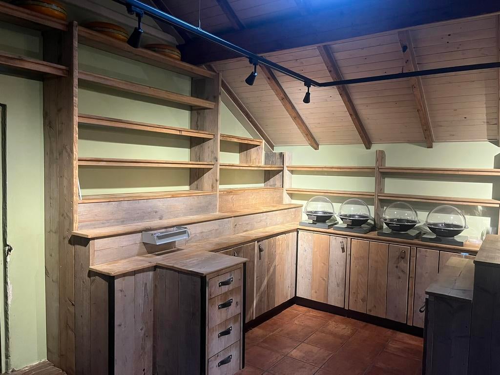 Winkel hoek display steigerhout, Ophalen, Gebruikt, Overige typen