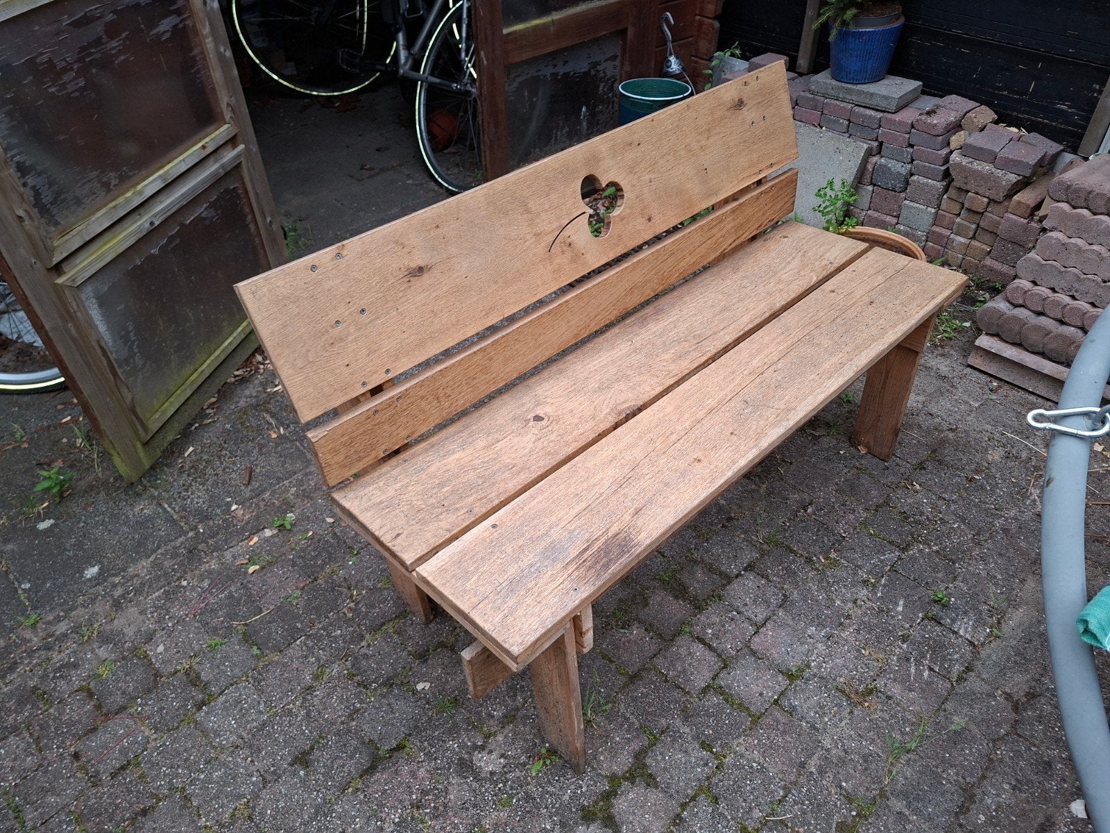 Eiken houten bankje 120 cm breed GRATIS, Ophalen, Hout