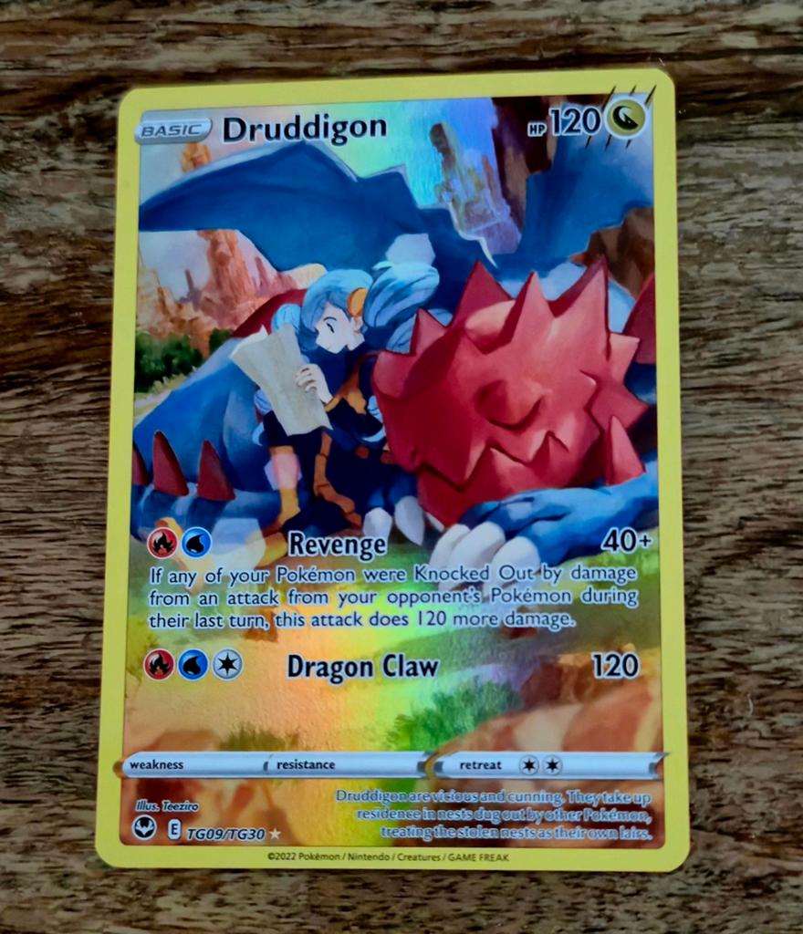 Pokémon Kaart Druddigon TG09/TG30 Trainer Gallery, Ophalen of Verzenden, Zo goed als nieuw, Losse kaart, Foil