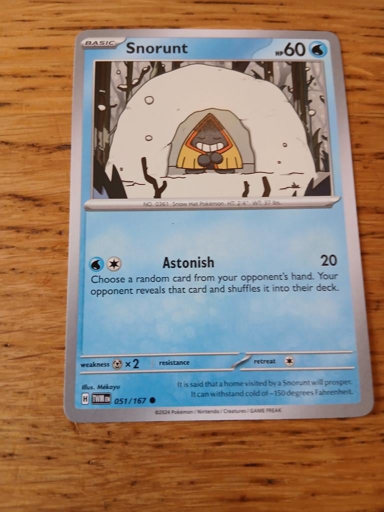 Pokémon Kaart: Snorunt 051/167 - Basic Pokémon, Ophalen of Verzenden, Zo goed als nieuw, Losse kaart