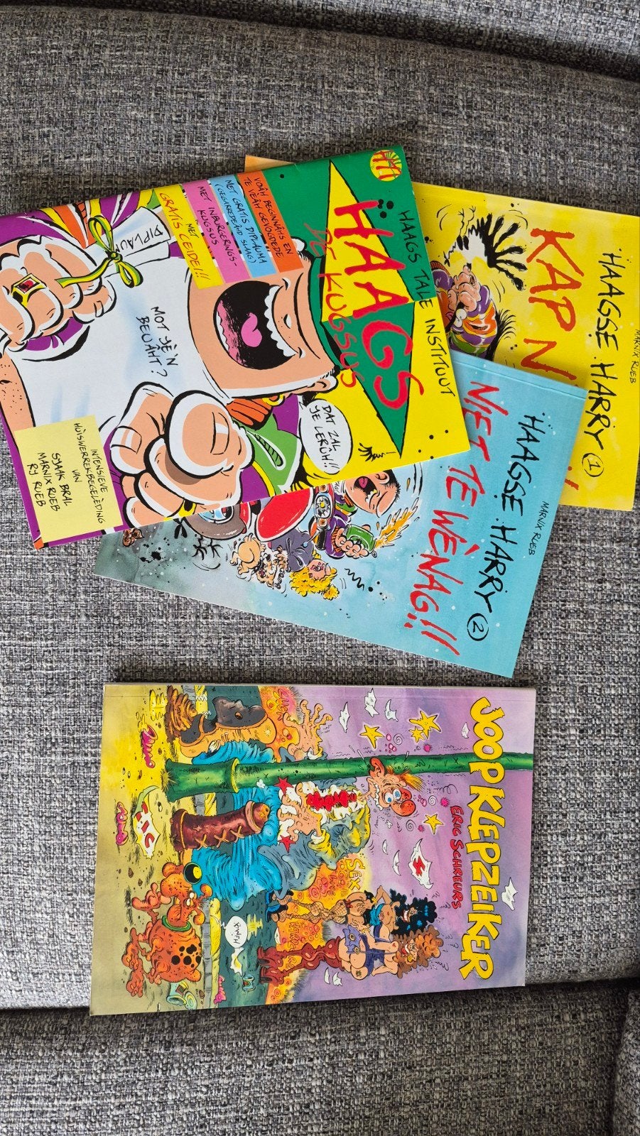 Stripboeken: 3x Haagse Harry & 1x Joop Klepzeiker, Meerdere stripboeken, Ophalen, Gelezen, Marnix Rueb, Eric Schreurs