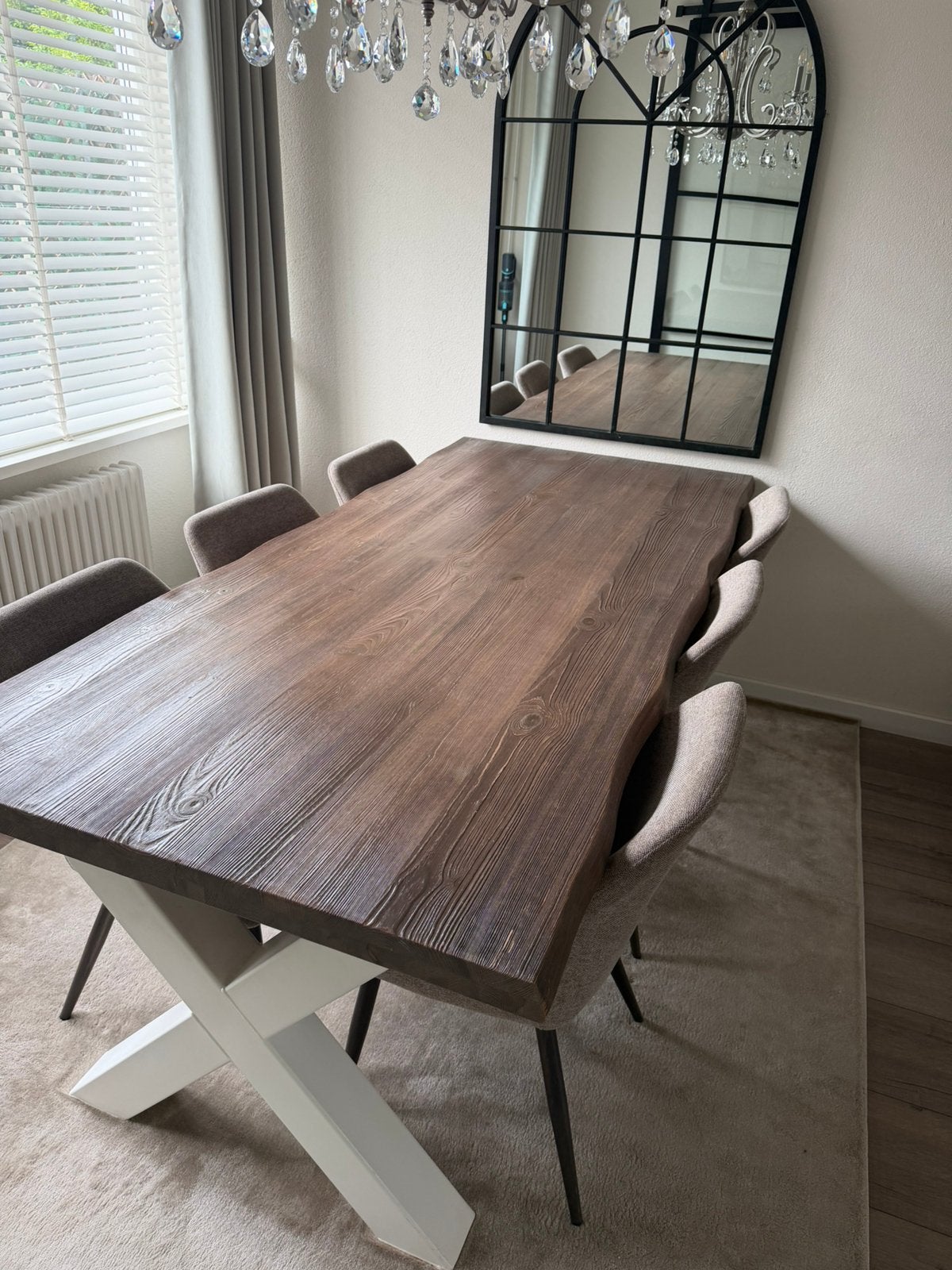 Complete set eettafel+salontafel+6 stoelen, Huis en Inrichting, Complete eetkamers, Ophalen, Gebruikt, Landelijk, 6 tot 8 stoelen