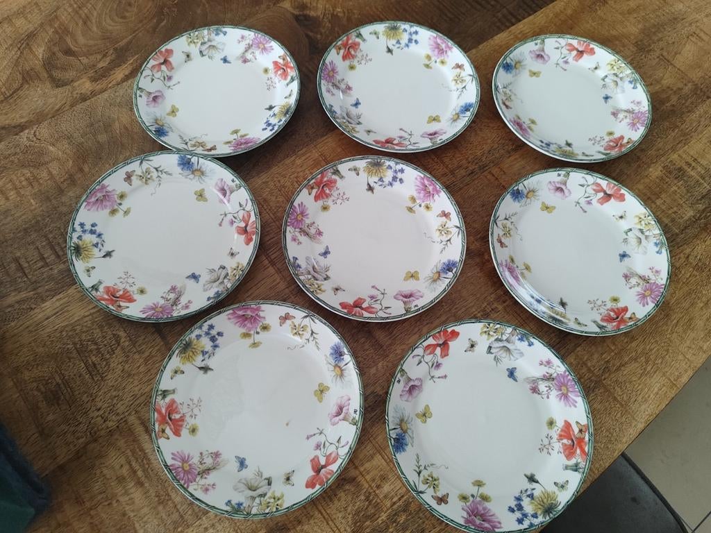 Janneke Brinkman gebaksbordjes 8x, Huis en Inrichting, Keuken | Servies, Ophalen of Verzenden, Zo goed als nieuw, Bord(en), Overige stijlen