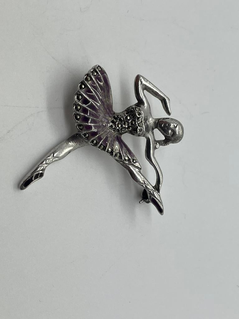 D939 Prachtige zilveren broche ballerina, Sieraden, Tassen en Uiterlijk, Broches, 4 tot 7 cm, Ophalen of Verzenden, X, Zilver