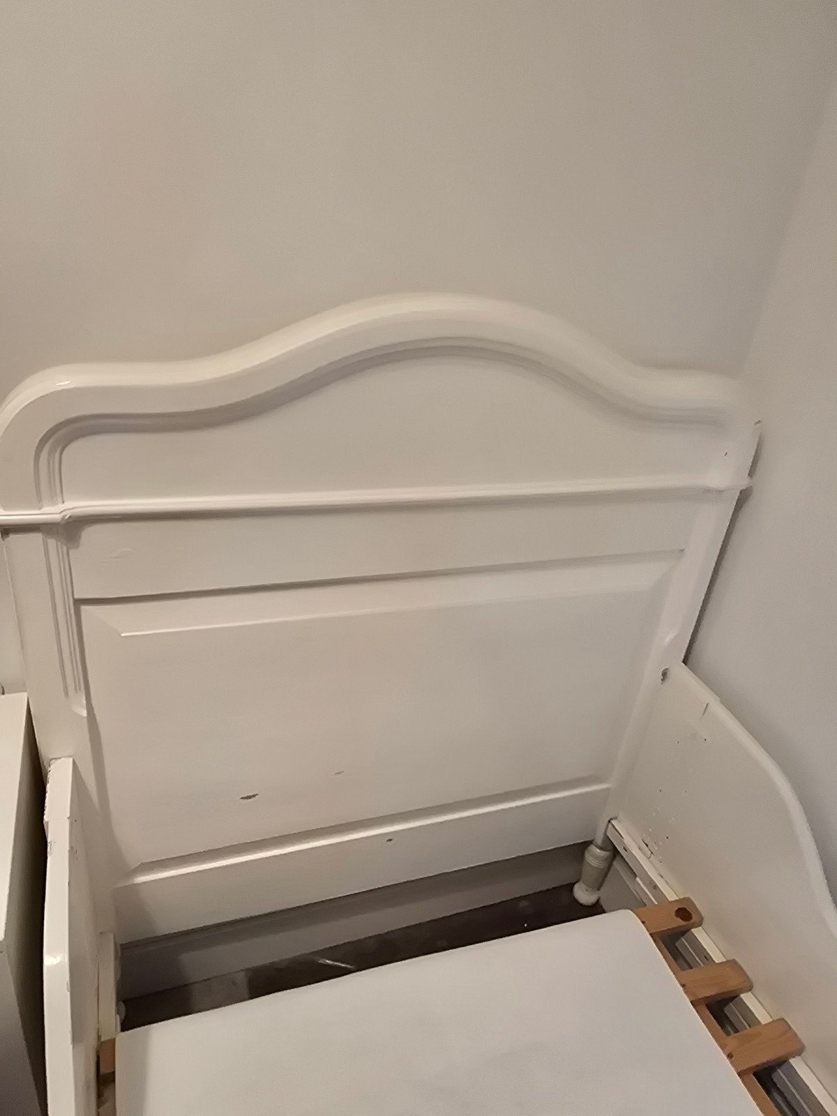 Landelijk/ brocante grenen bed met lattenbodem, Huis en Inrichting, Ophalen, Gebruikt, 90 cm, Eenpersoons