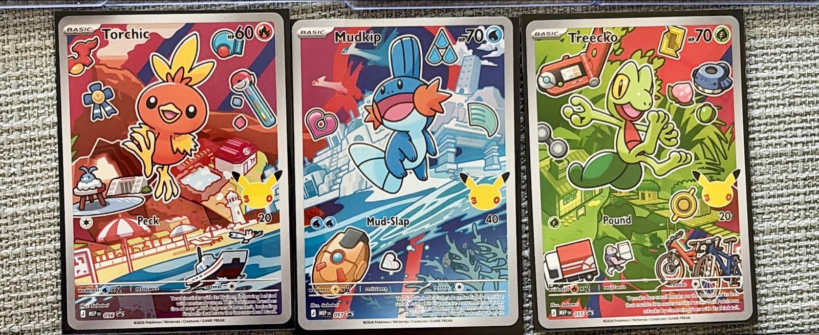 Pokémon Kaarten: Torchic, Mudkip, Treecko Set, Ophalen of Verzenden, Zo goed als nieuw, Meerdere kaarten