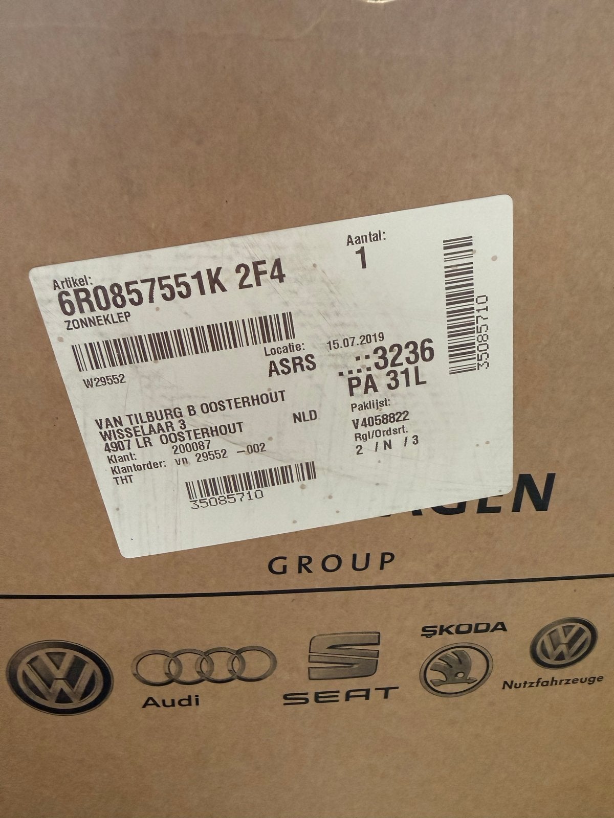VW Up! (2020) Originele Zonneklep Bestuurderzijde, Ophalen, Gebruikt, Volkswagen