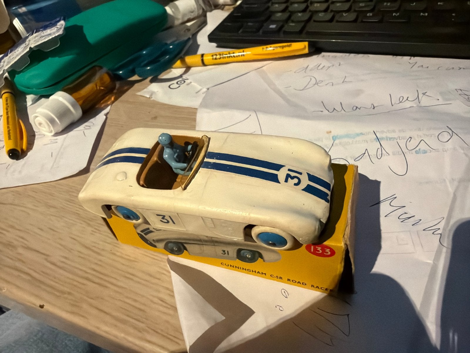 Dinky Toys Cunningham C-5R Road Racer met doos, Auto, Dinky Toys, Ophalen of Verzenden, Zo goed als nieuw