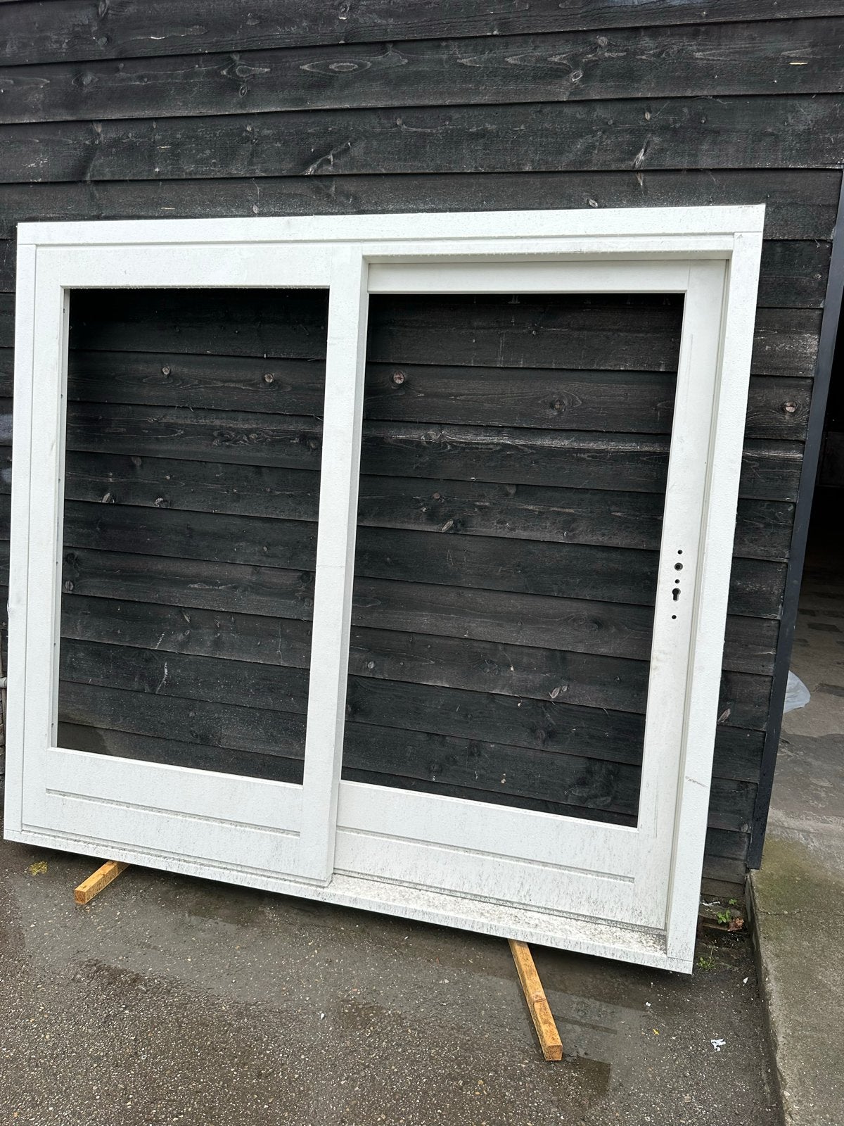 Grote witte schuifpui, nieuw, Gevelraam of Ruit, Gebruikt, Veiligheidsglas, 160 cm of meer