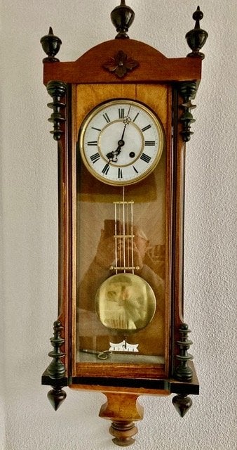 Antieke wandklok met slinger, Antiek en Kunst, Ophalen