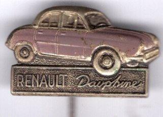 Renault Dauphine mauve op zilverkleurig auto speldje( C_168), Verzenden, Zo goed als nieuw, Transport, Speldje of Pin