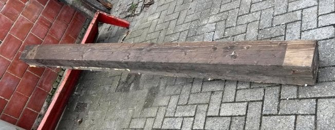 Houten balk 20x20 cm – lengte 320 cm, Tuin en Terras, Palen, Balken en Planken, Ophalen, Gebruikt, Hardhout, 250 cm of meer