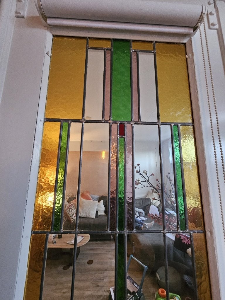 Glas in lood schuifdeuren - authentiek!, Ophalen, Gebruikt, 120 cm of meer, Binnendeur