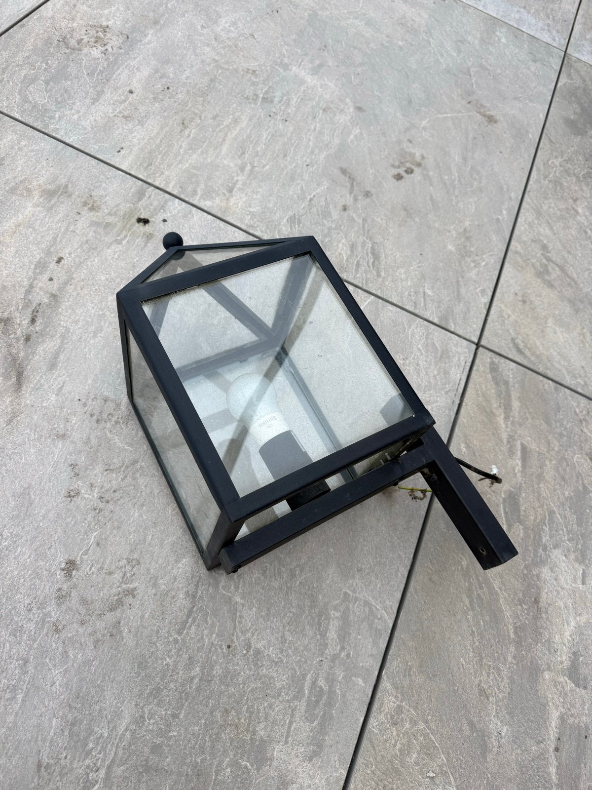Zwarte wandlamp met glas - Klassiek design, Ophalen, Gebruikt, Minder dan 50 watt, Wandlamp
