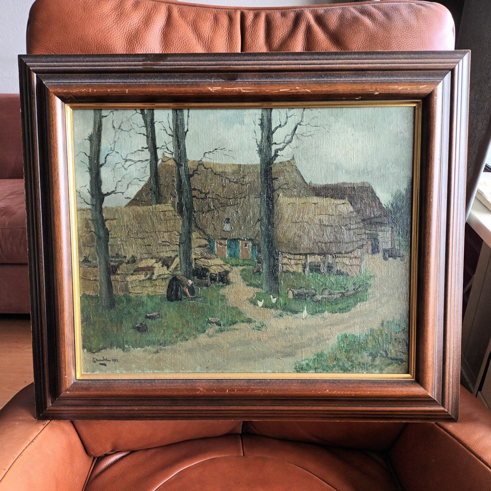 Gerard Menken (1919-2004), olieverf op doek, boerderij, Ophalen of Verzenden
