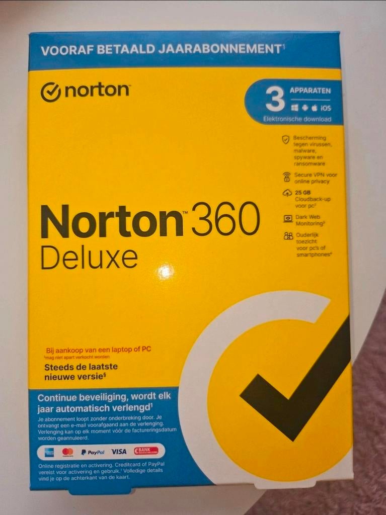 Norton 360 Deluxe - 3 Apparaten, Computers en Software, Antivirus- en Beveiligingssoftware, Nieuw, MacOS, Windows, Linux, Android