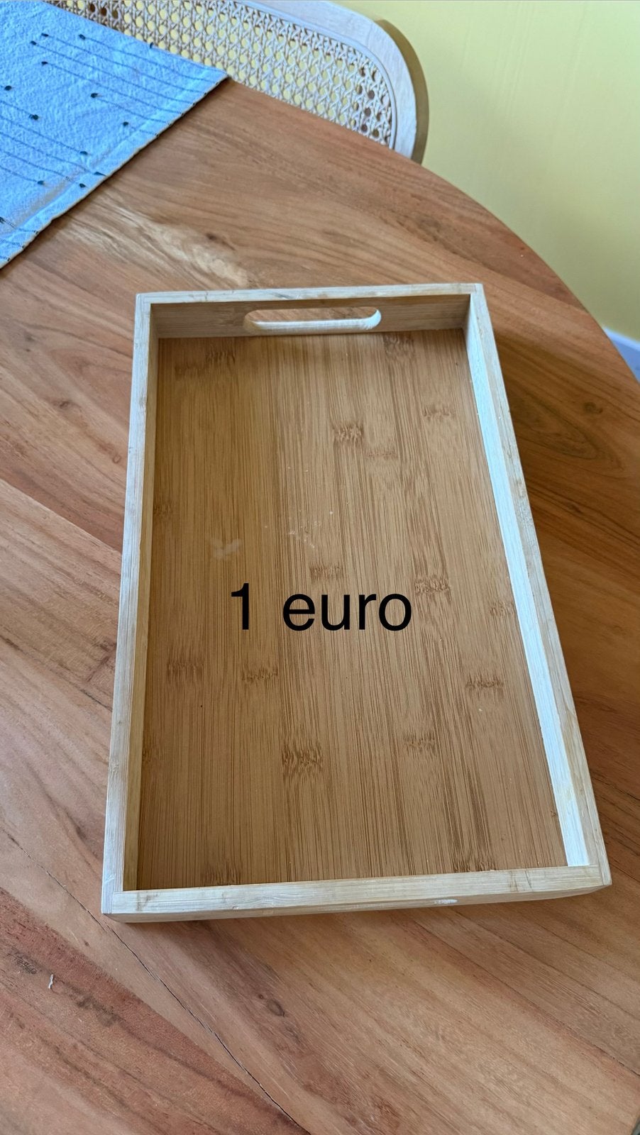 Bamboe dienblad met handvatten, Ophalen, Zo goed als nieuw, Rechthoekig, Hout