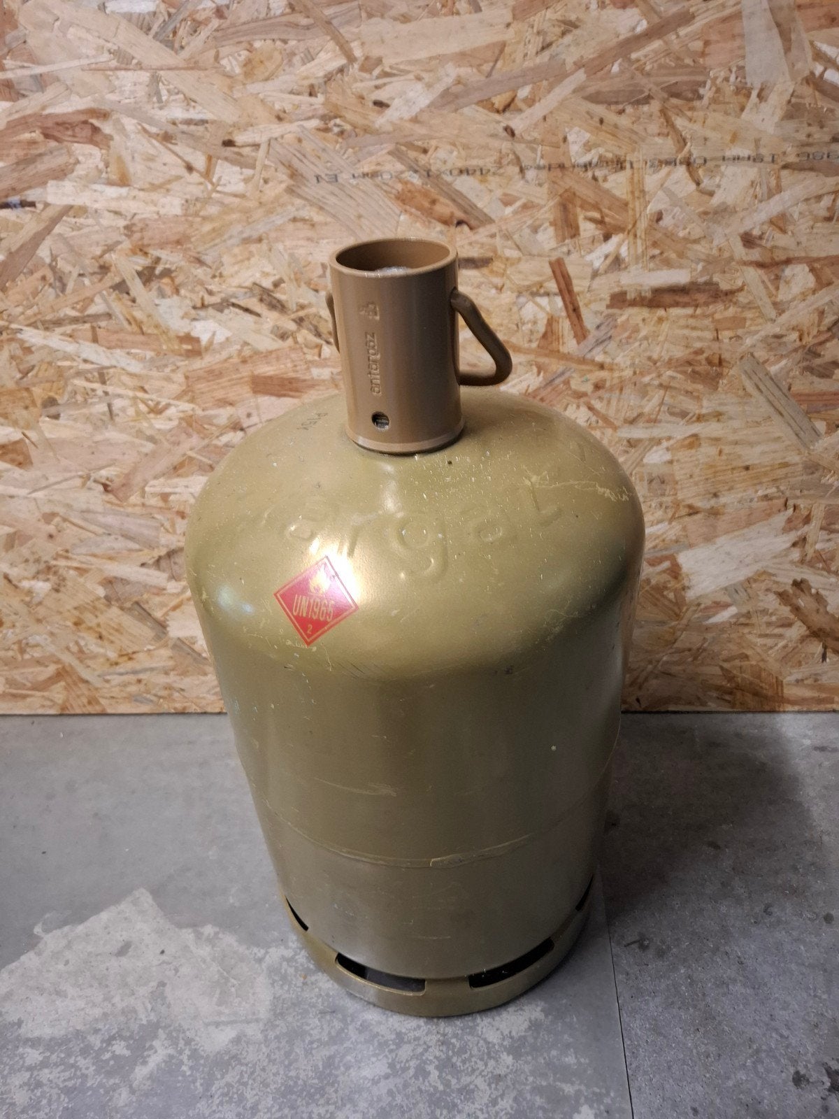 Gasfles Antargas, leeg, Ophalen