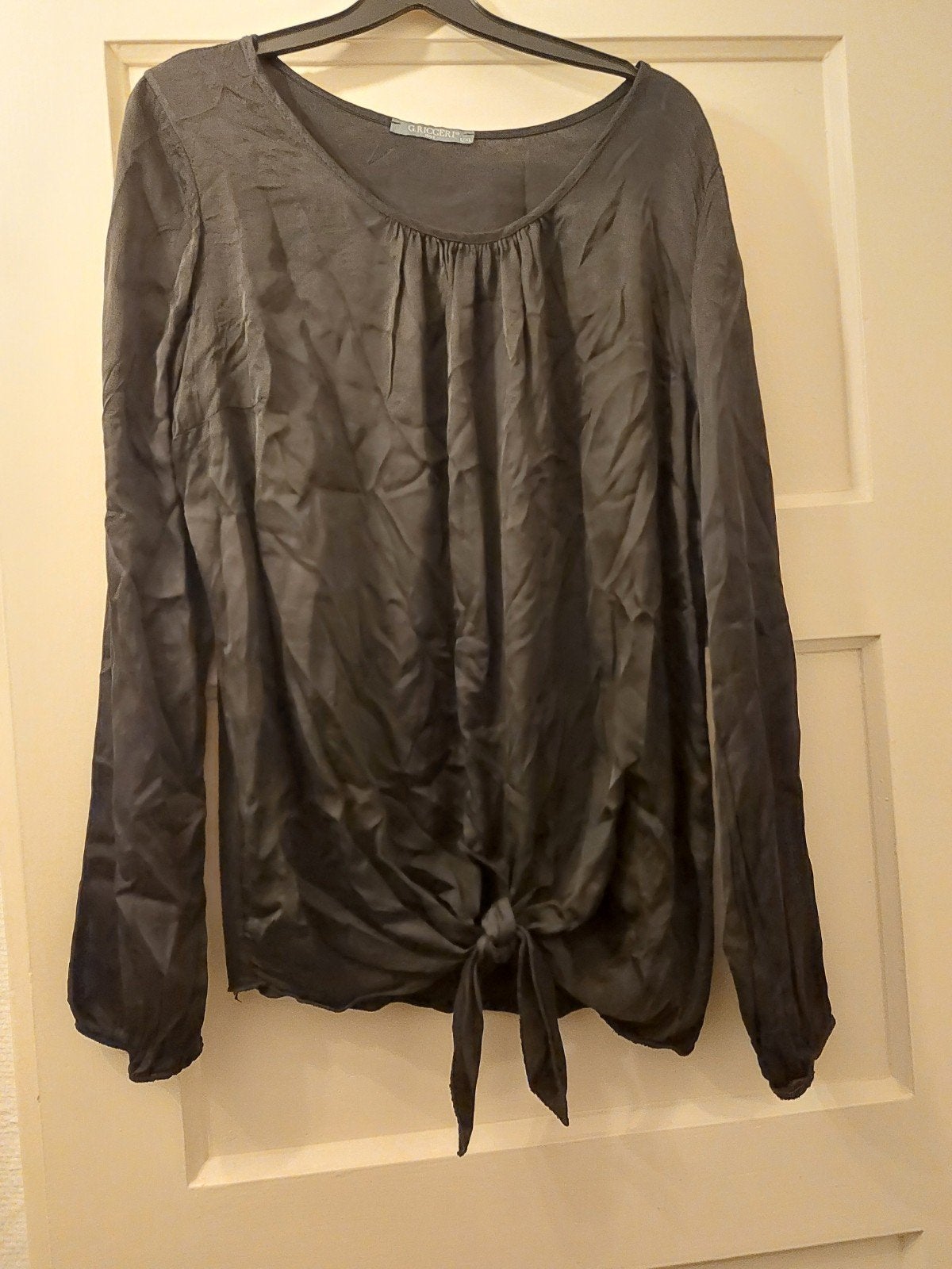 G. Ricceri Zwarte Blouse met Knoopdetail - Maat L/XL, Zwart, Maat 42/44 (L), Ophalen of Verzenden, Zo goed als nieuw
