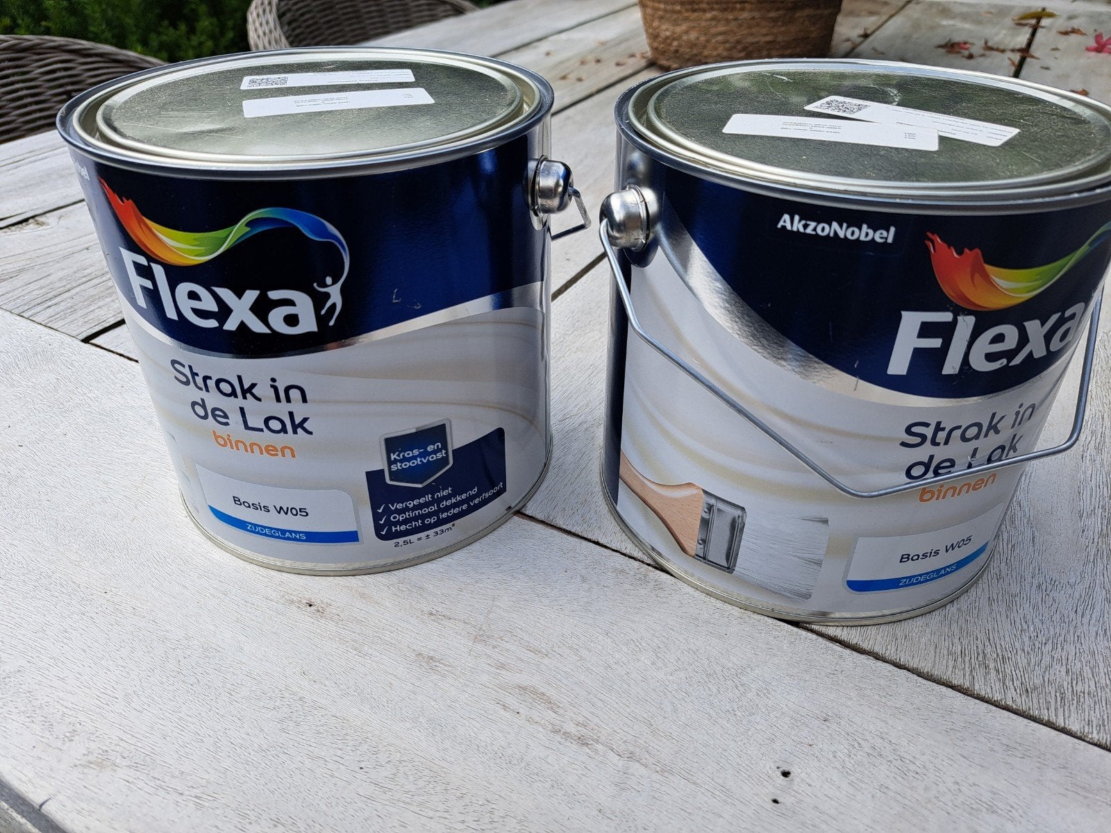 Flexa Strak in de Lak - 2 blikken taupekleurige verf, Minder dan 5 liter, Ophalen, Nieuw, Lak