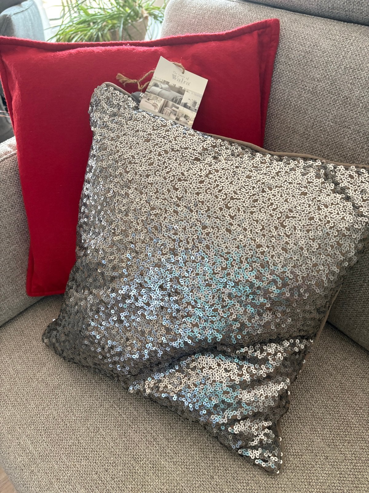 Luxe Walra Sierkussen Zilveren Palletjes 45x45 cm, Ophalen of Verzenden, Nieuw, Grijs, Vierkant